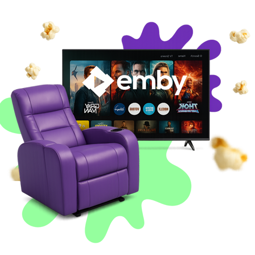 Butaca y TV con Emby